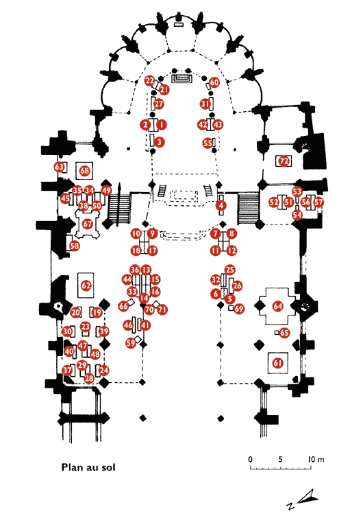 Plan des tombeaux de la Basilique St Denis