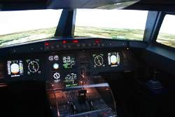 Plante pilote au muse de l'air cockpit d'avion