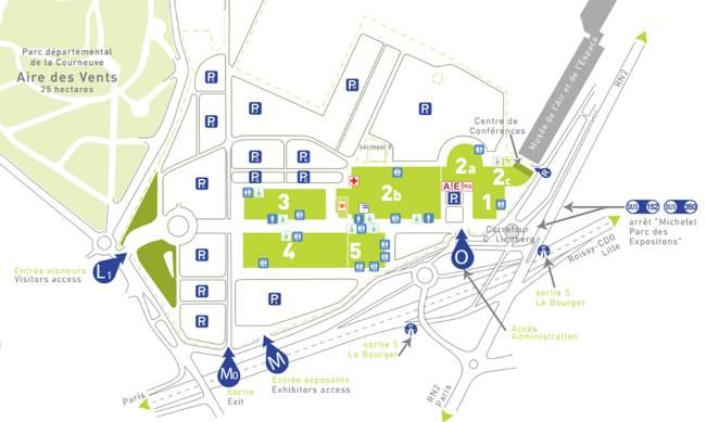 parc des expositions du Bourget, parkings, route, halls