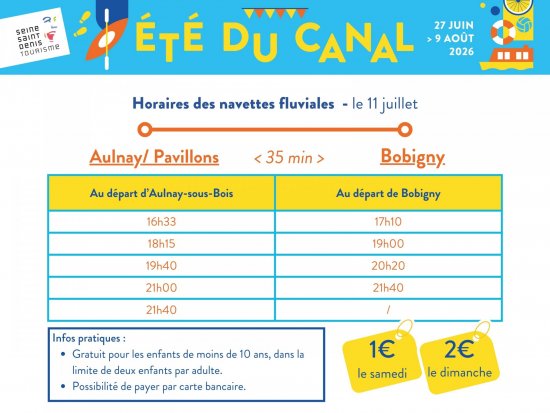 Horaires de la navette entre Bobigny et Aulnay du samedi 11 juillet 2026