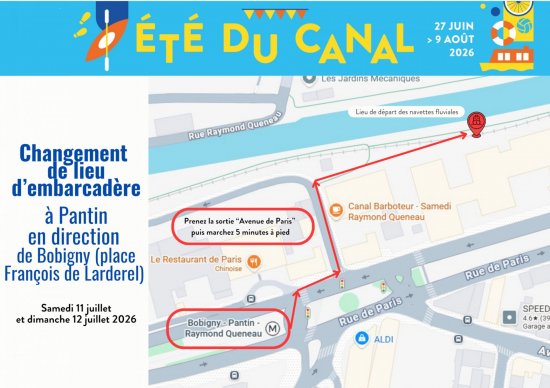 Plan des navettes le samedi 11 et le dimanche 12 juillet 2026 Pantin - Bobigny