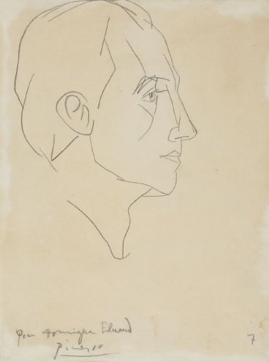 Pablo Picasso, Paul Eluard (crayon sur papier, 1941) © Succession Picasso 2020.