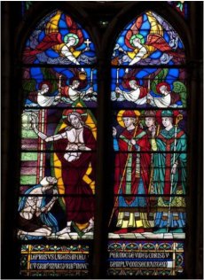 La gurison du Lpreux et la conscration de la basilique par le Christ, vitrail basilique Saint-Denis, Franois Debret, 1843 Pascal Matre/CMN