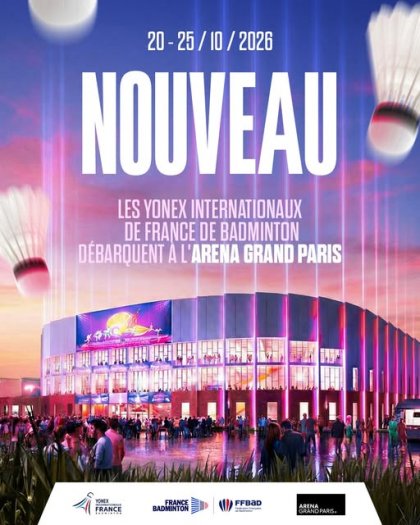 Yonex IFB championnat badminton 2026 Arena Grand Paris Tremblay en France