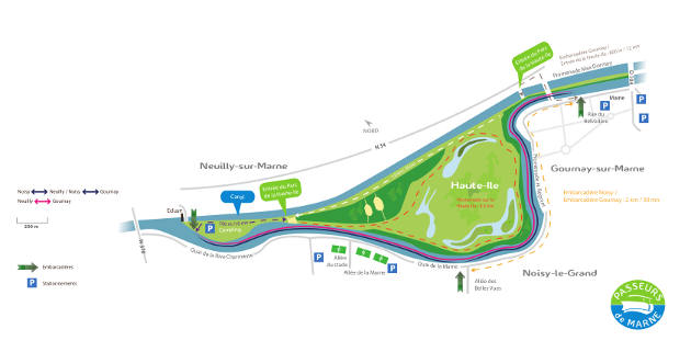plan d'accès navette des passeurs de Marne été 2016 - Neuilly sur Marne