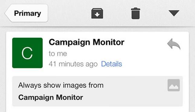 Gmail mobile demander à voir les images