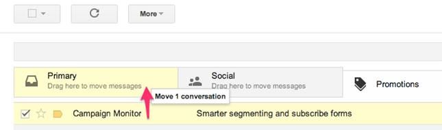 Gmail comment transfrer un mail entre les onglets de promo  principale