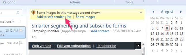 Mail de Windows Live Desktop comment voir les images, ajout contact