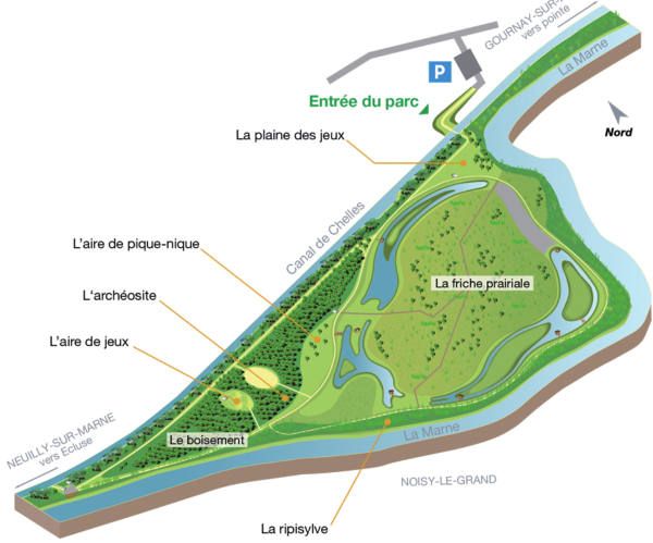 Plan del parque de la haute ile 
