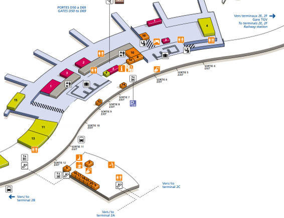 Agences de locations de voitures dans le Terminal T2D  Roissy CDG