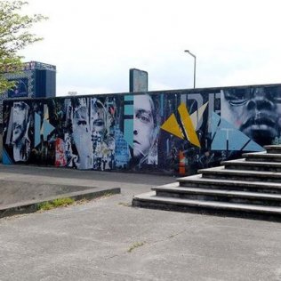 Frescoes by Joachim Romain on Street Art Avenue, along Canal Saint-Denis