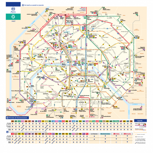 Mapa de los autobúses parisinos