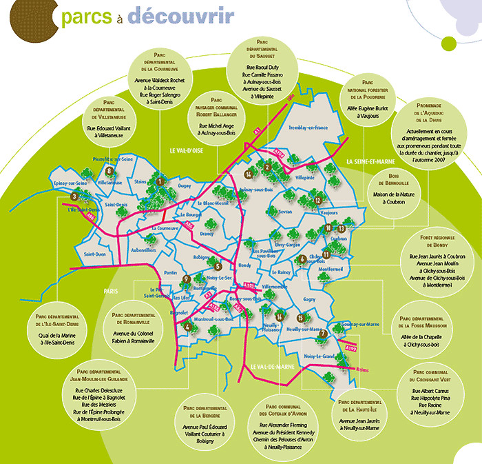 Carte des parcs de la Seine-Saint-Denis