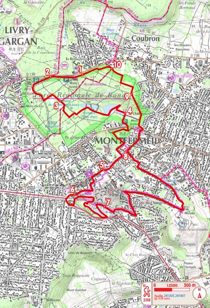 Map of the hiking trail PR19 Cosette in Montfermeil