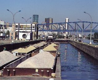 Canal Saint-Denis, view from Flandre bridge lock