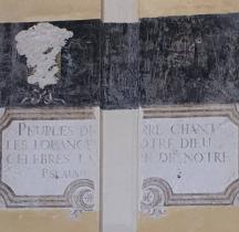 Eglise de Pantin : traduction psaume, blason effac, selon couleurs d'origine