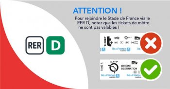 quel ticket de mtro pour aller au Stade de France ? pas de ticket T+ 