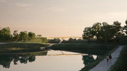 Passerelle A1 entre Dugny et Le Bourget -  SOLIDEO / COLAS - Explorations Architecture - AIA Ingenierie - D'Ici-l Paysages - Simonin - SEMOFI