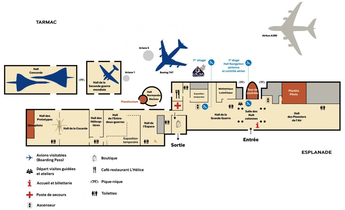 mapa del museo del aires - Paris Le Bourget
