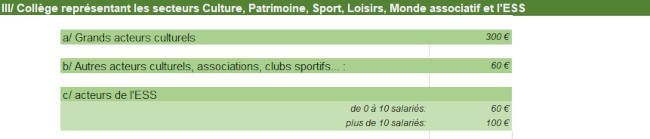 Cotisations pour les acteurs culturels, associations, club sportif � SSD tourisme
