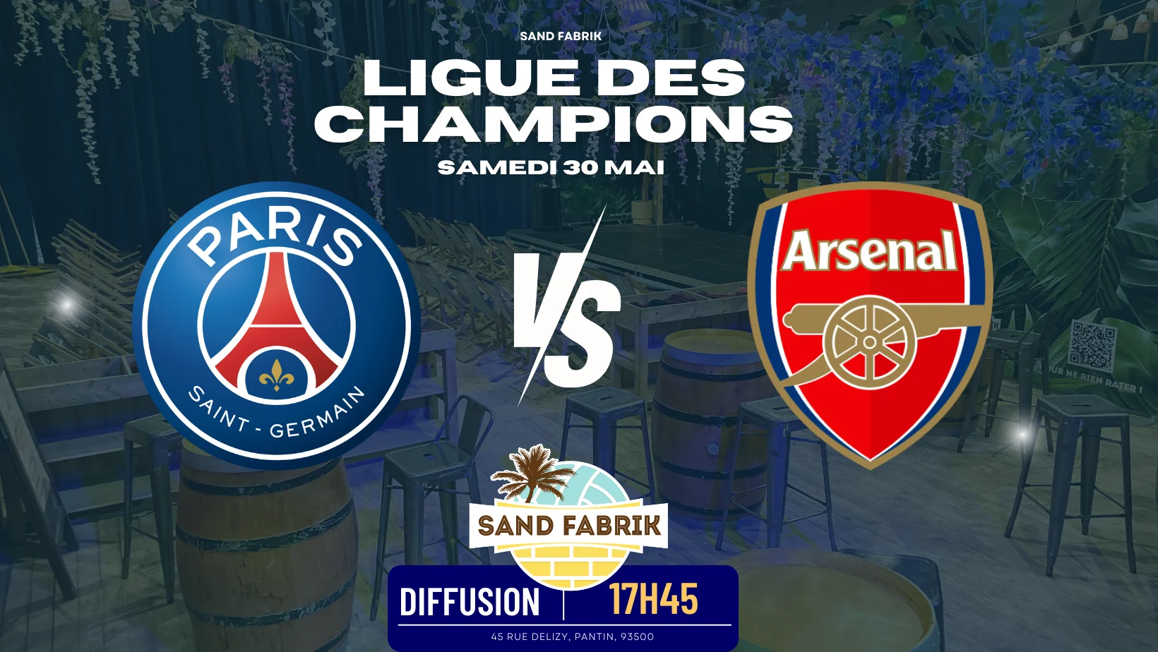 psg-arsenal - diffusion du match � Sand Fabrik - 30 mai 2026