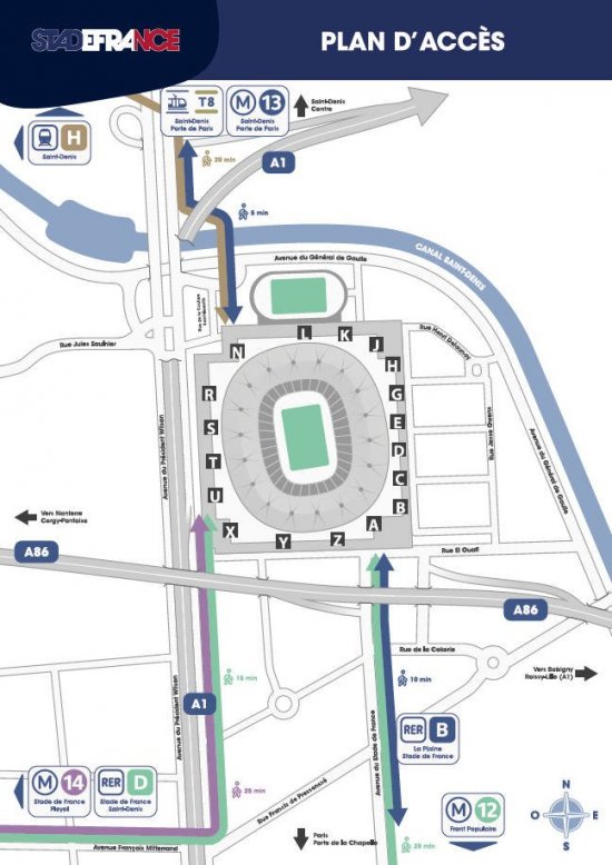 Stade de France map transport : metro, tramway