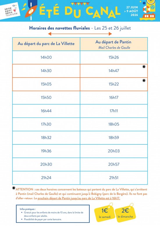 Horaires navettes de Paris � Pantin