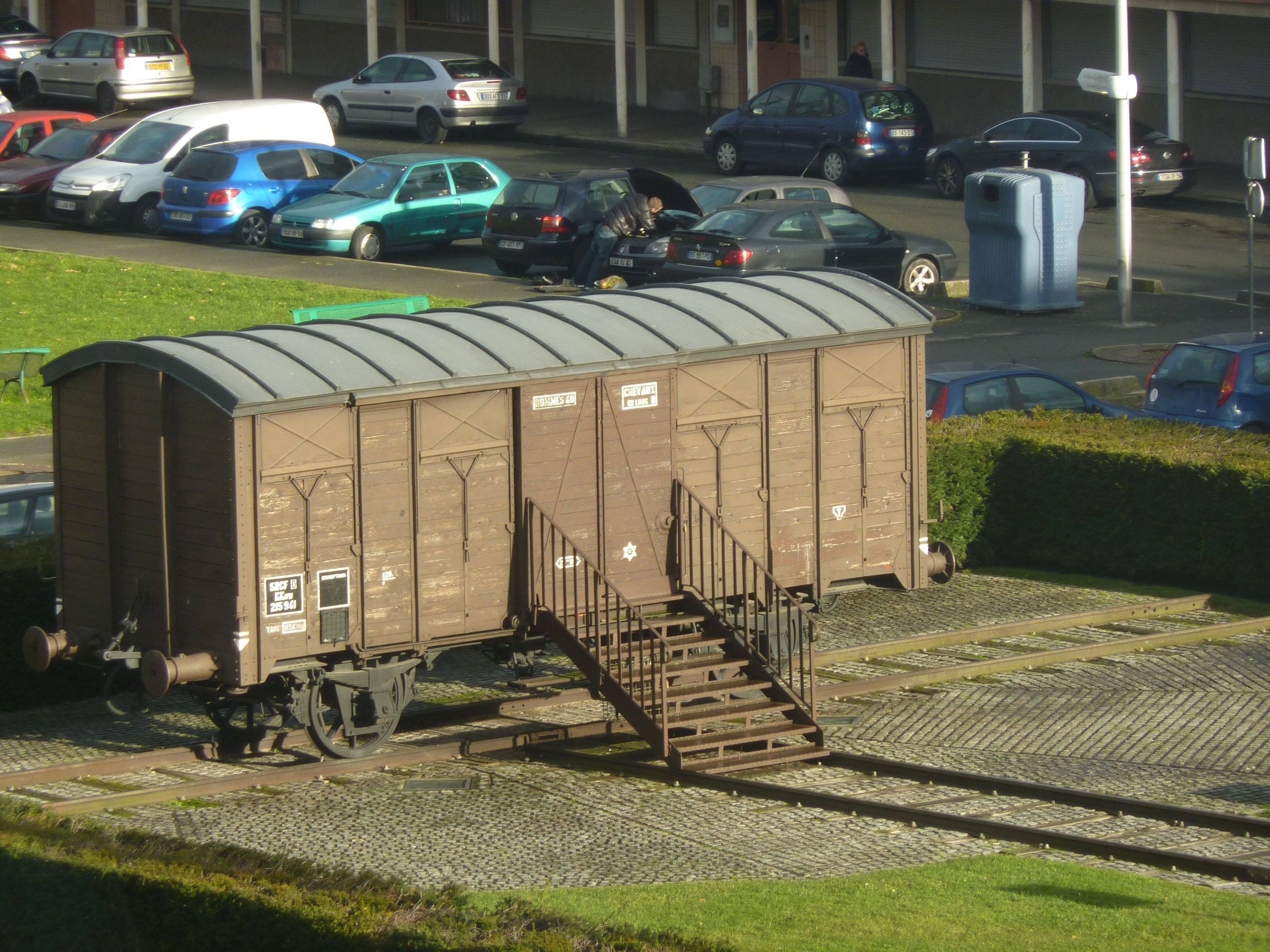 Drancy camp Memorial, monument and witness train car