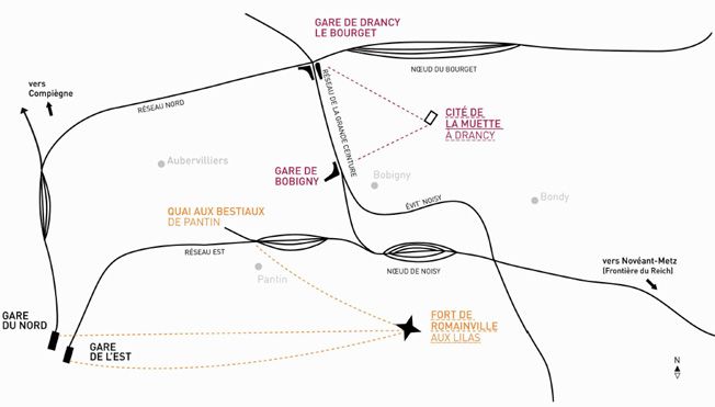 Mapa sobre el internamiento en la deportacin en el noreste de Pars