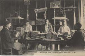 Men workers at the tobacco factory in Pantin 