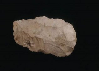 Eclat de silex datant du Palolithique infrieur ou moyen, dbitage Levallois (Saint-Ouen)